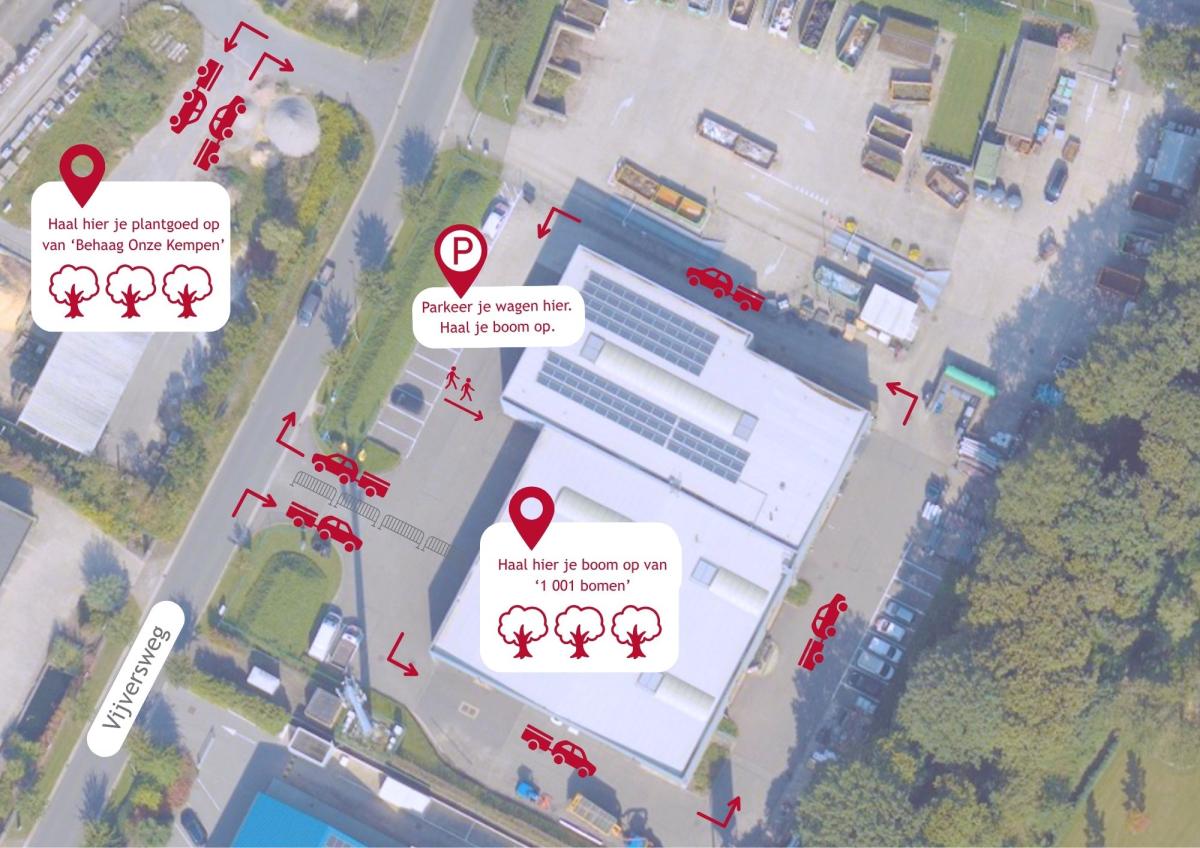 circulatieplan voor ophaling '1 001 bomen'