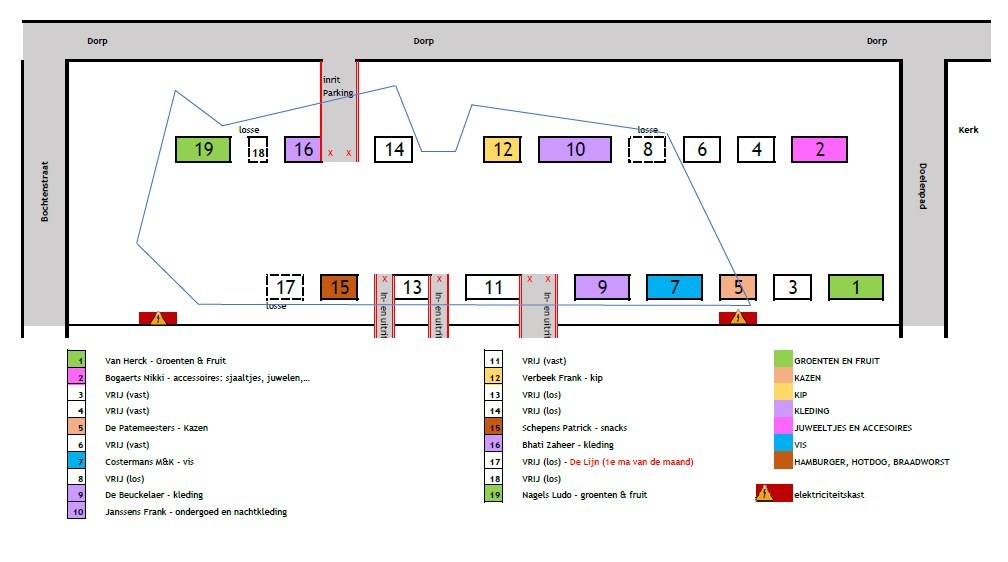 Hier zie je het marktplan van Rijkevorsel