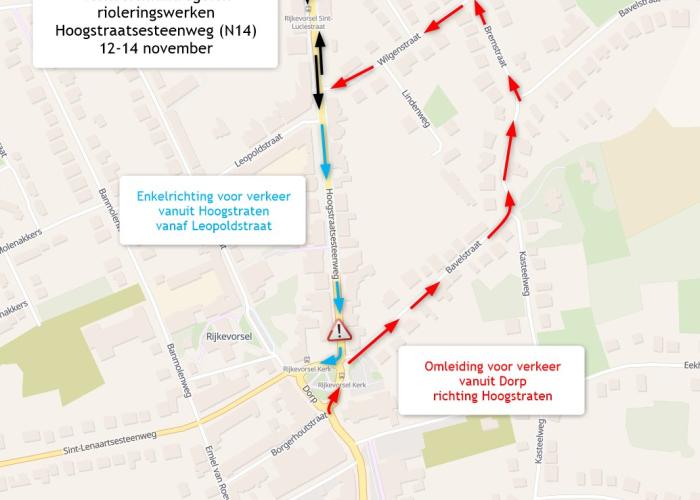 verkeersmaatregelen rioleringswerken 12-14 november