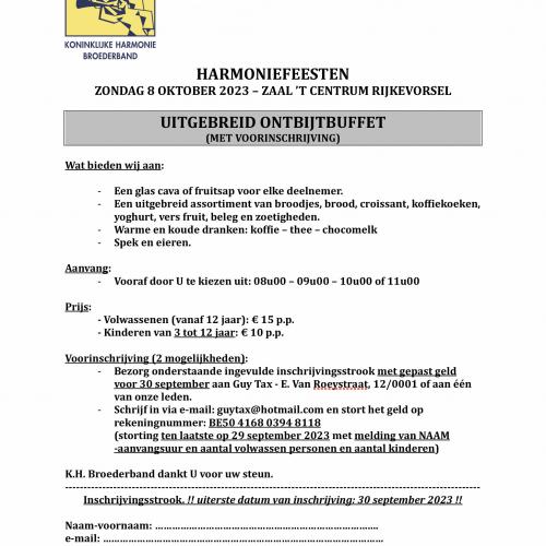 Inschrijving ontbijt © Kh broederband rijkevorsel